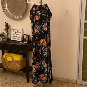 Tropical Strapless long dress small